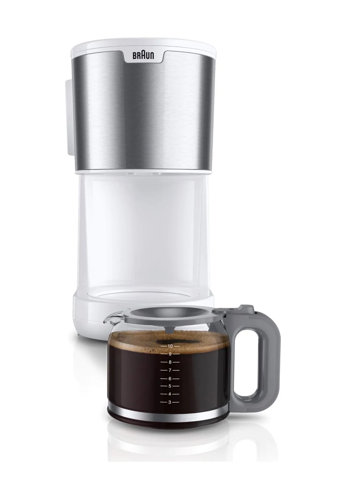 BRAUN Kaffeemaschine "PureShine KF 1500", Aromakanne, silber|weiß
