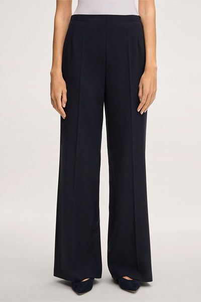 windsor Crepe Marlene Hose in Marineblau mit weitem Bein