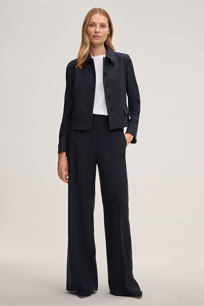 windsor Crepe Marlene Hose in Marineblau mit weitem Bein