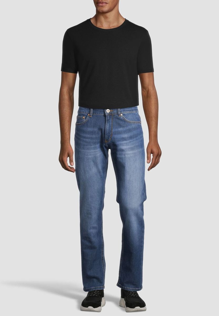 Jeans mit geradem Bein und mittelhohem Bund