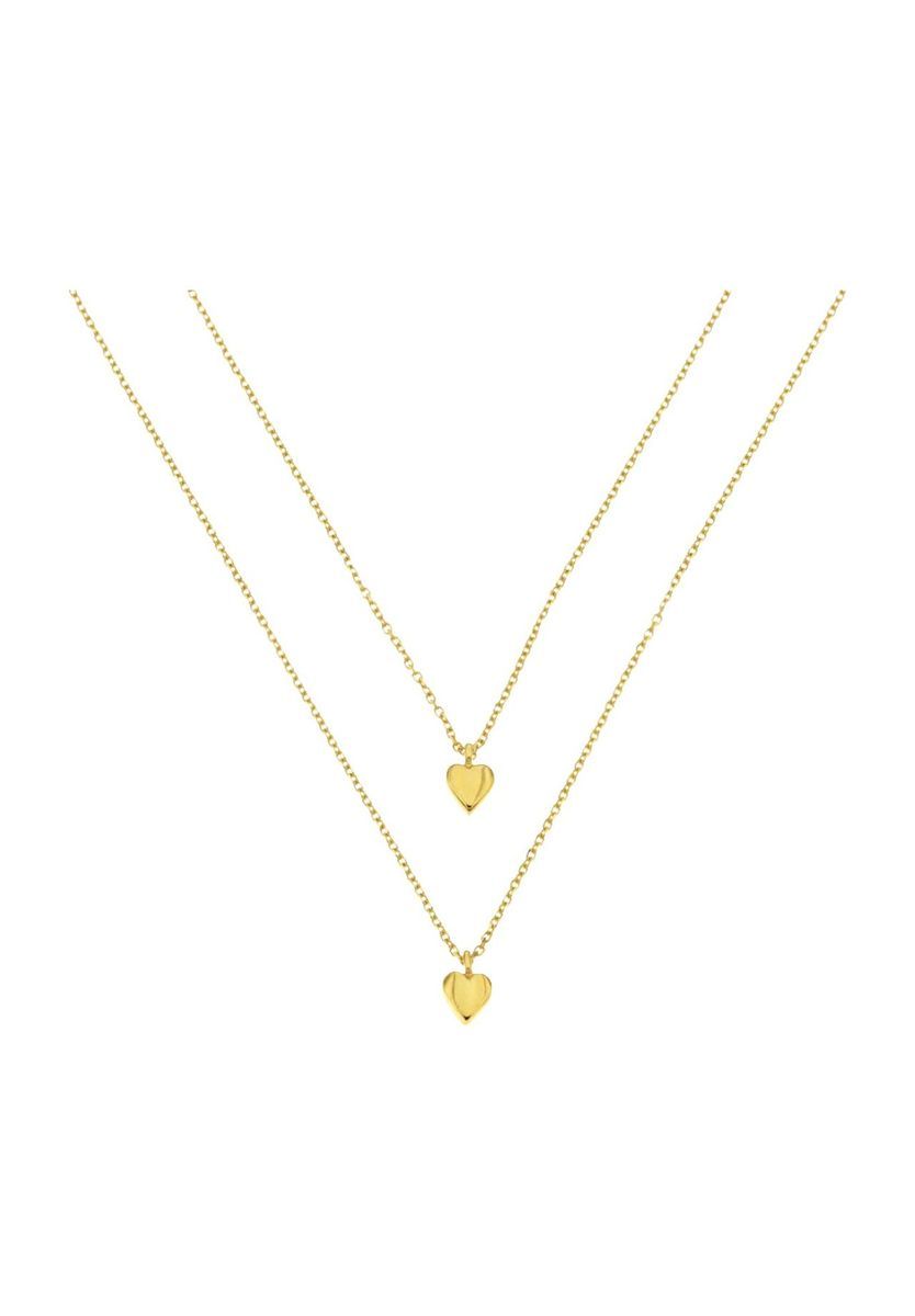 Zarte, mehrreihige Halskette mit Herzanhänger