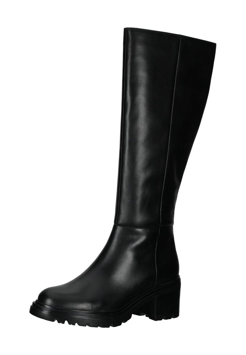 Kniehohe Lederstiefel mit Blockabsatz