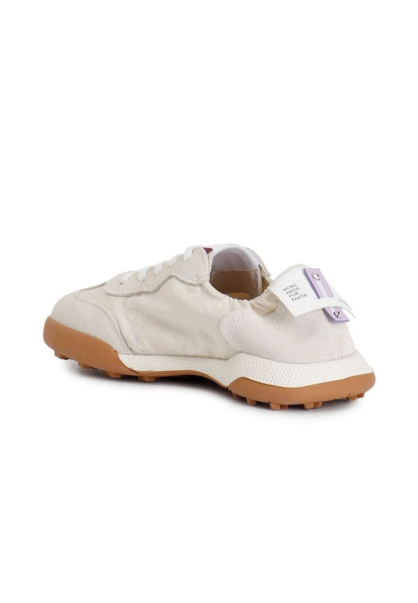 Elfenbein Wildleder und Canvas Freizeitschuhe