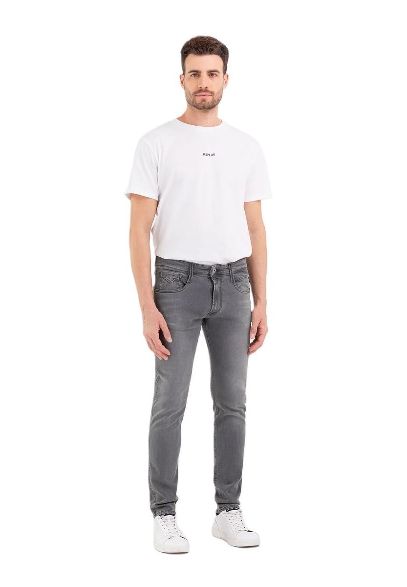Herren Slim Fit Graue Jeans
