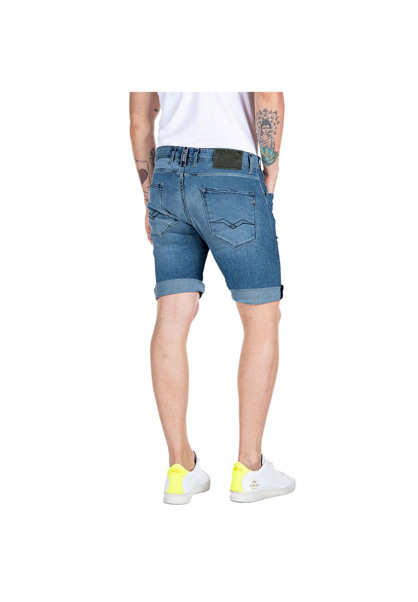 Tapered Fit Stretch Denim Bermuda Shorts
