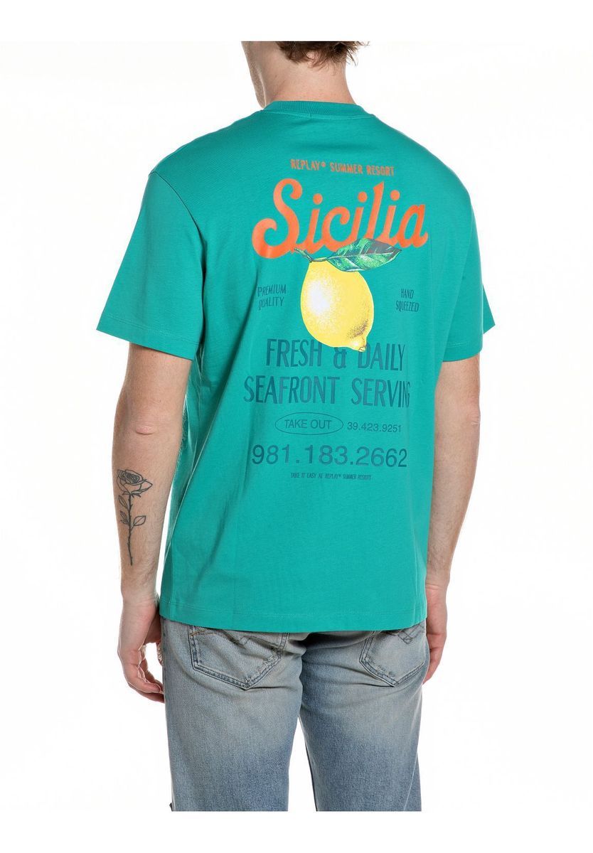 Baumwoll T-Shirt mit Grafikprint und Rundhalsausschnitt