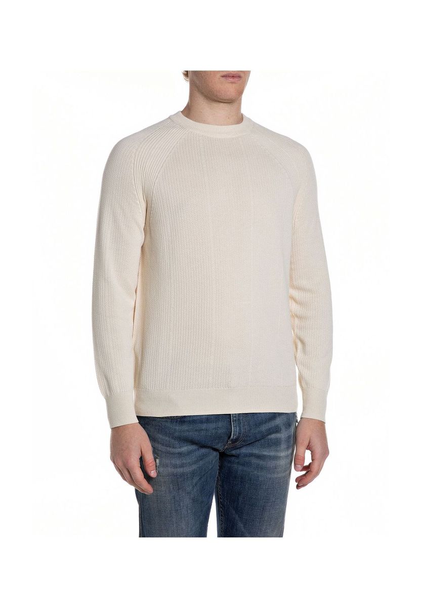 REPLAY Pullover, Baumwolle, für Herren, weiß, L
