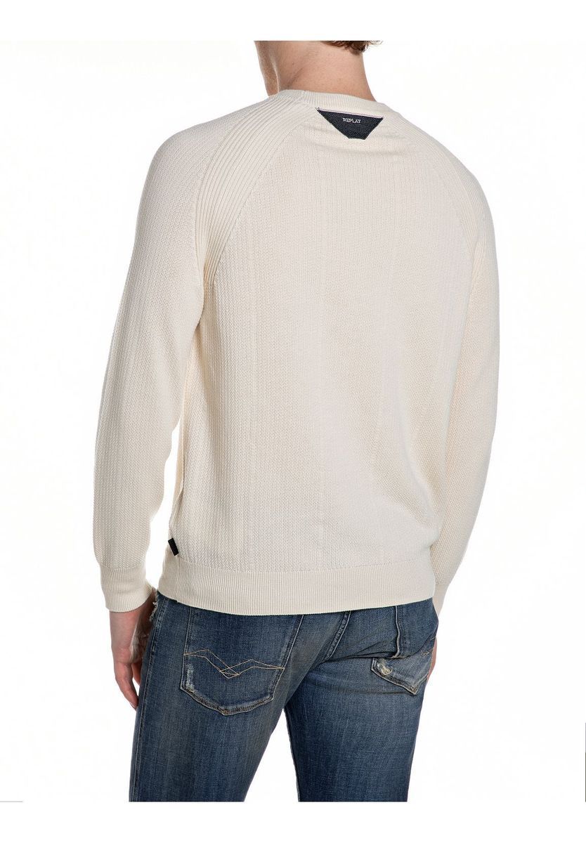 REPLAY Pullover, Baumwolle, für Herren, weiß, L