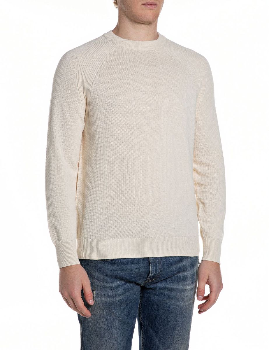 REPLAY Pullover, Baumwolle, für Herren, weiß, L