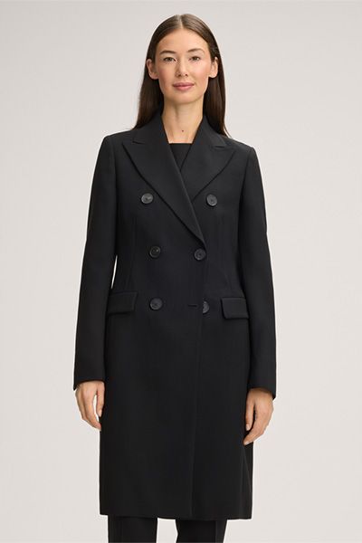 Windsor Wollkrepp-Doppelreiher-Gehrock in Schwarz