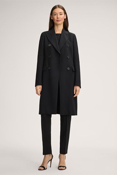 Windsor Wollkrepp-Doppelreiher-Gehrock in Schwarz