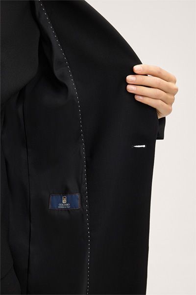 Windsor Wollkrepp-Doppelreiher-Gehrock in Schwarz