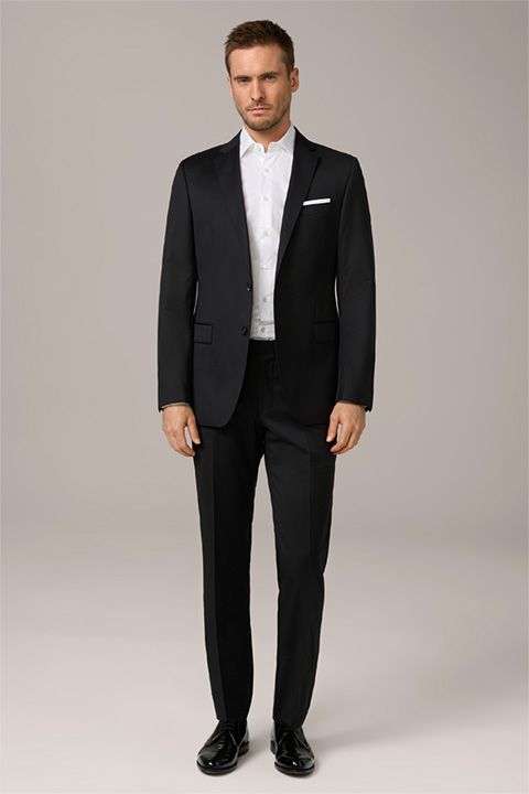 Schurwolle Schwarze Anzughose Slim Fit Klassischer Schneiderstil