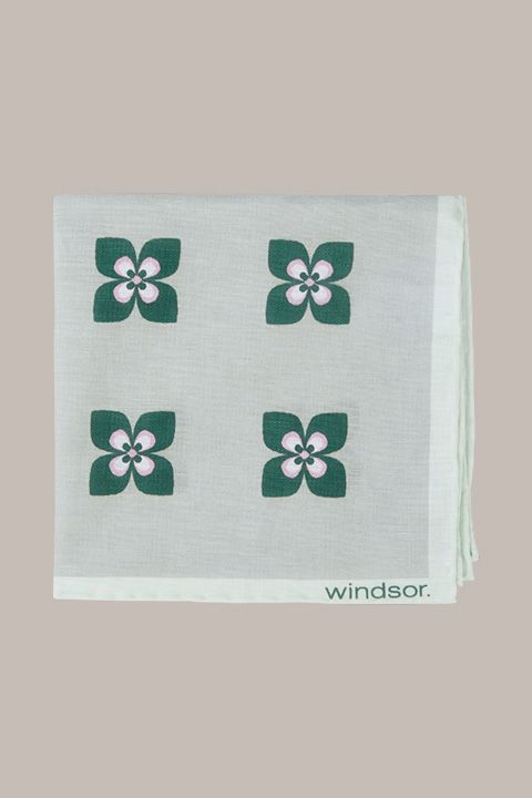 Windsor Einstecktuch aus Leinen und Baumwolle in Grün mit Blumenmuster