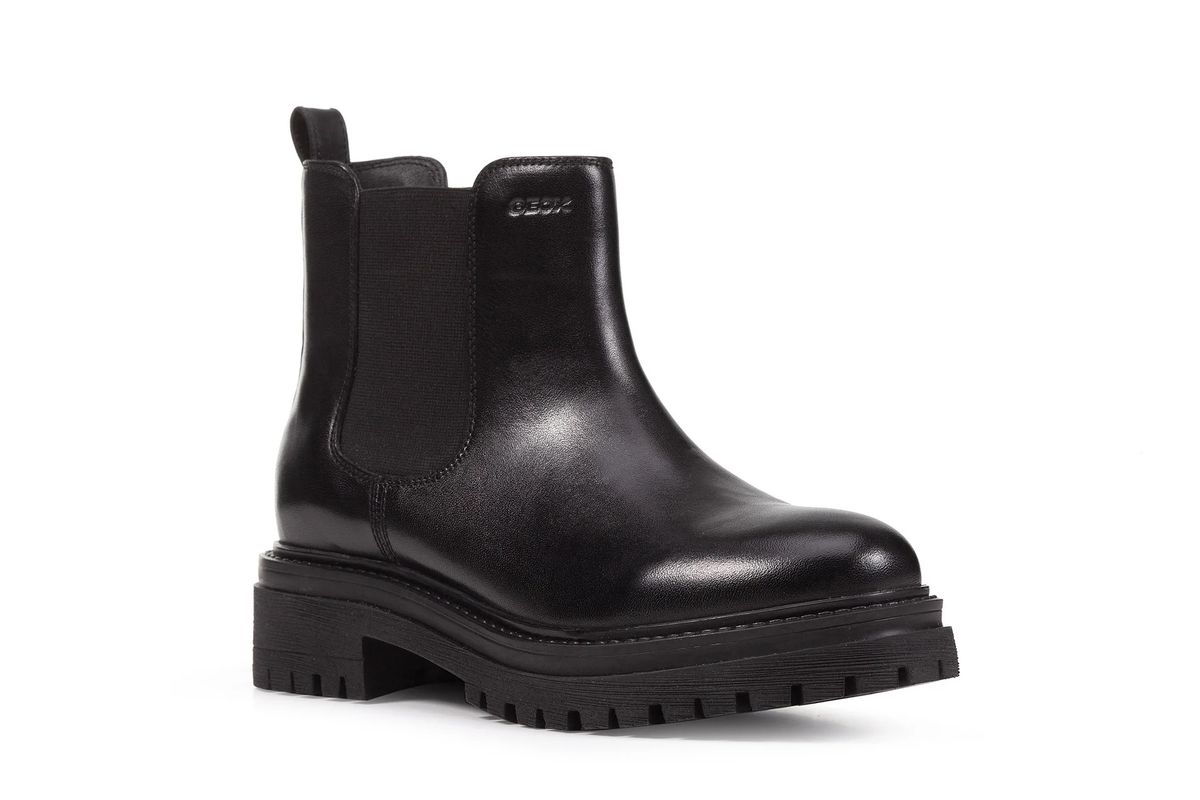 Klassische schwarze Chelsea Lederstiefelette