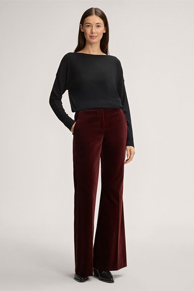 Marc Cain Schwarzes Wollmischungs-Langarmshirt mit U-Boot-Ausschnitt