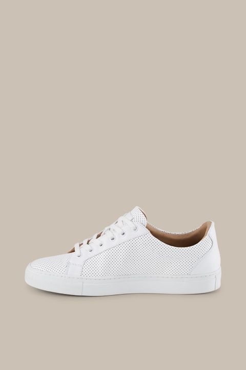 Ludwig Reiter Flat Tennis Sneaker aus weißem perforiertem Leder, Unisex