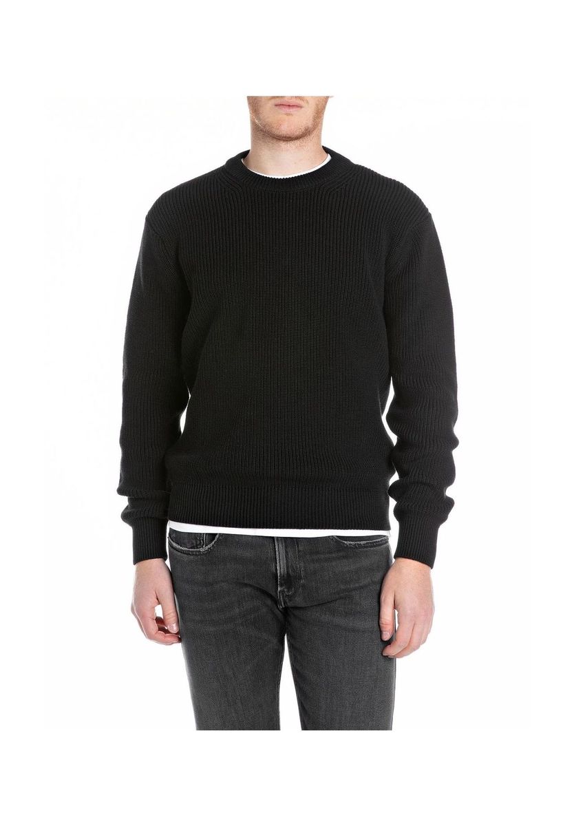 Klassischer Baumwollpullover mit Rundhalsausschnitt