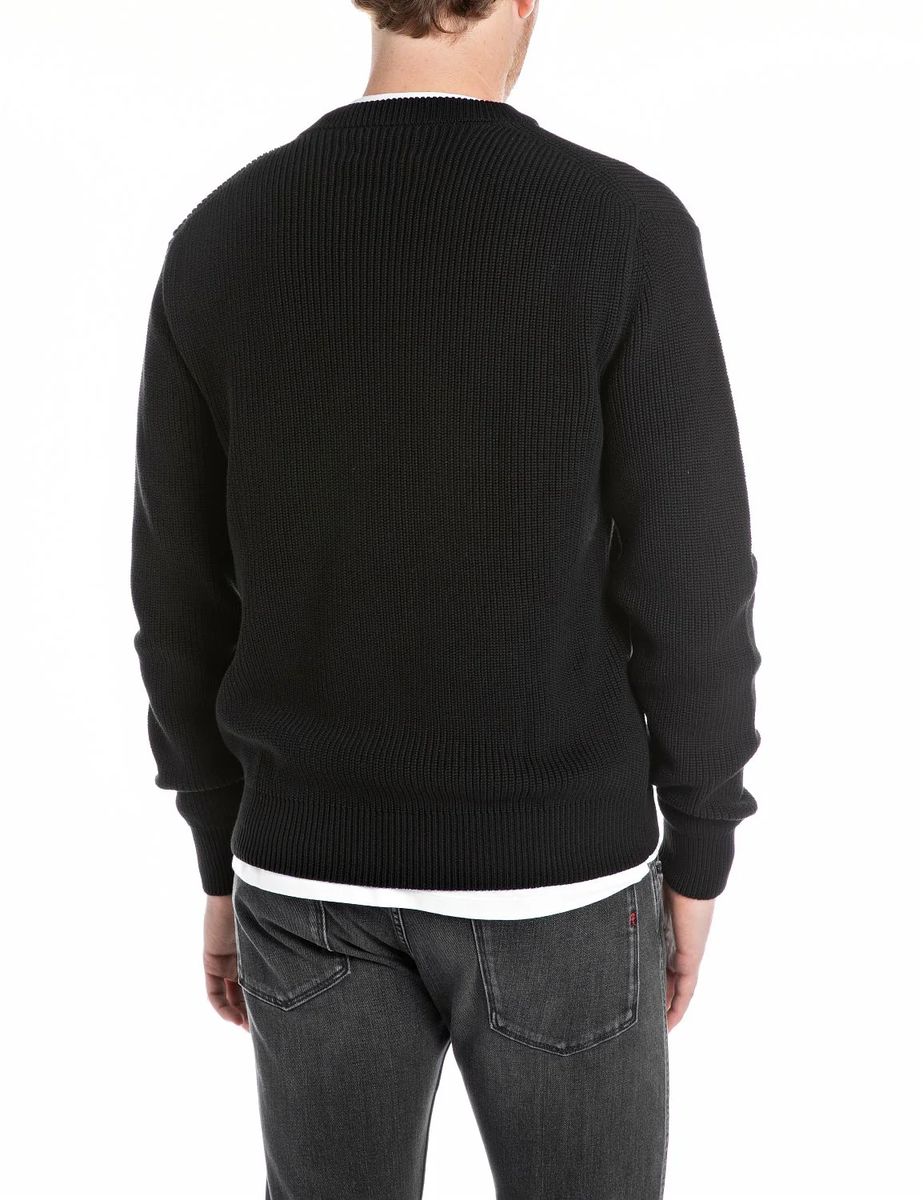 Klassischer Baumwollpullover mit Rundhalsausschnitt