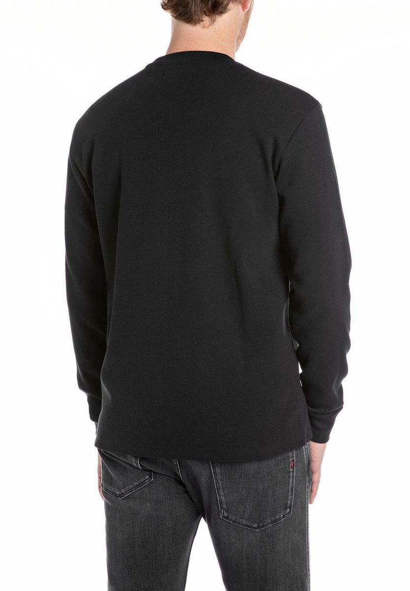 Herren Langarm Waffelstrick Oberteil