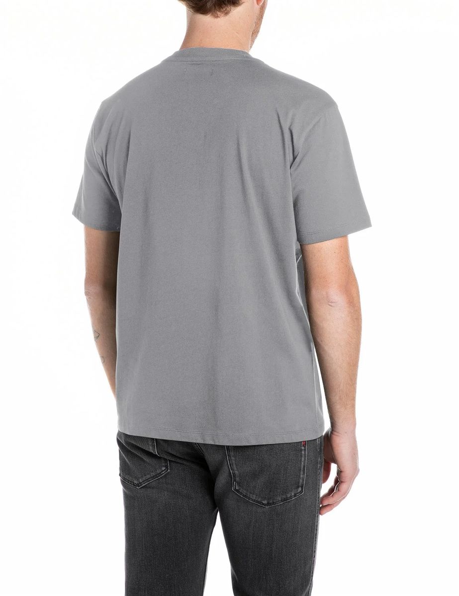 Klassisches einfarbiges Baumwoll T-Shirt mit Rundhalsausschnitt