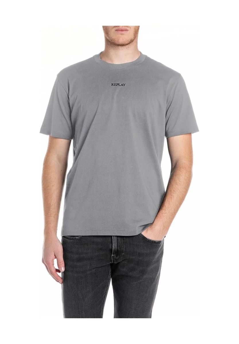 Klassisches einfarbiges Baumwoll T-Shirt mit Rundhalsausschnitt