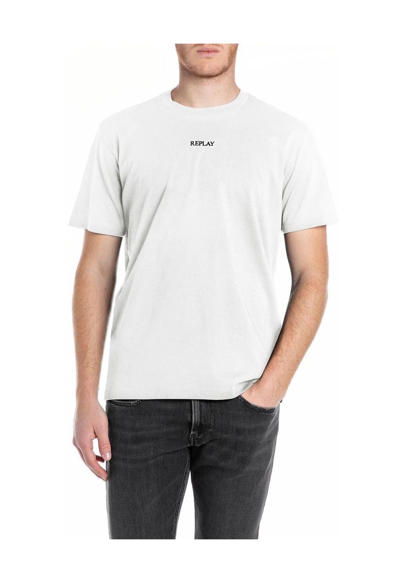 Klassisches weißes Baumwoll-Logo-T-Shirt