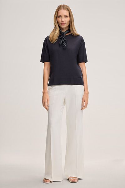 Marc Cain Lyocell-Baumwoll Marineblau T-Shirt mit kurzen Ärmeln