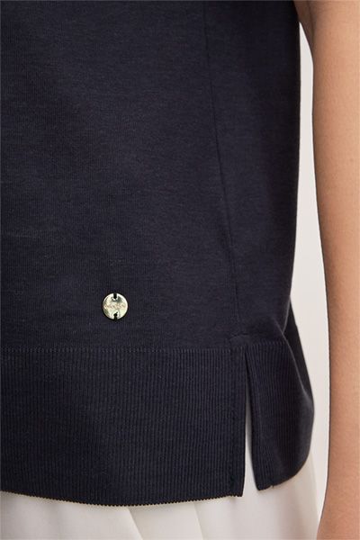 Marc Cain Lyocell-Baumwoll Marineblau T-Shirt mit kurzen Ärmeln