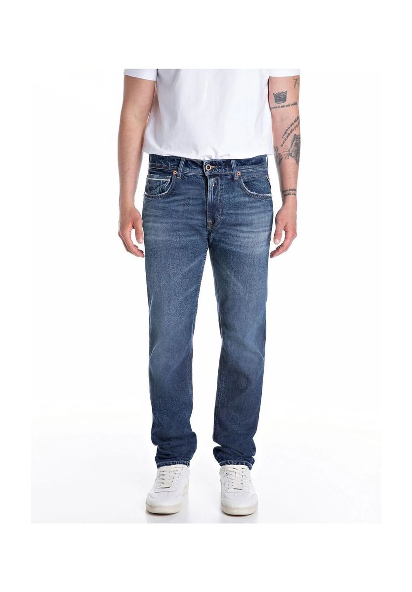 Lässige Straight-Leg Jeans in blauer Waschung