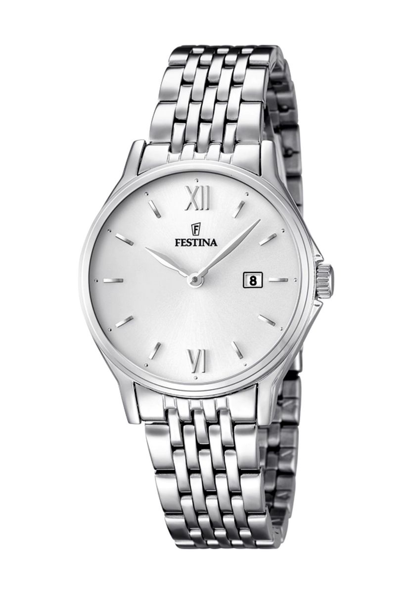 Elegante silberne Edelstahl Damenuhr