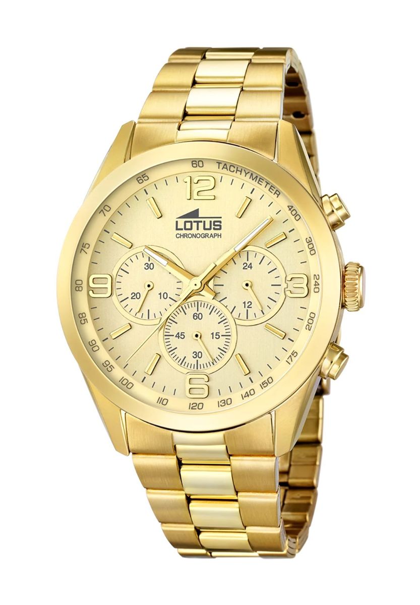 Goldfarbener Chronograph Tachymeter Herrenarmbanduhr