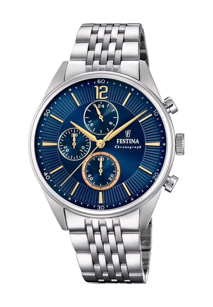 Elegante Chronograph Uhr mit blauem Zifferblatt