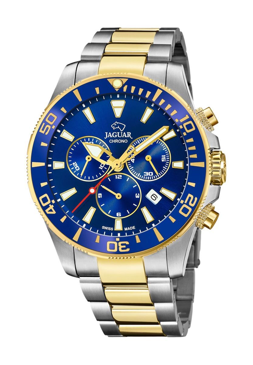 Klassische Bicolor Chronograph Edelstahl Uhr