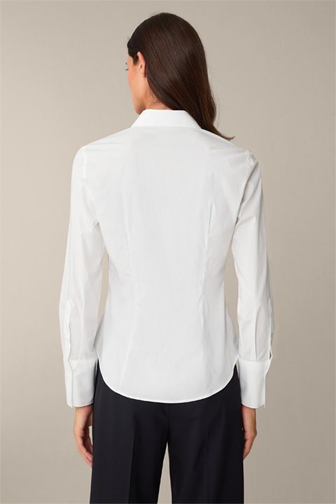 Windsor Damen Baumwollstretch-Bluse mit Hemdkragen in Weiß