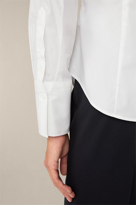 Windsor Damen Baumwollstretch-Bluse mit Hemdkragen in Weiß