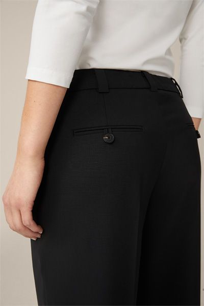 Windsor Schwarze Wollmischung Weitgeschnittene Anzughose