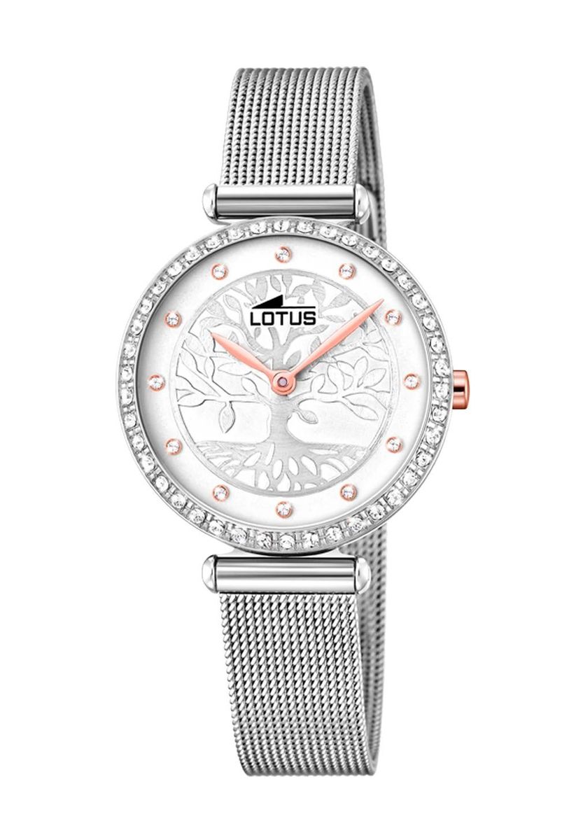 Elegante silberfarbene Uhr mit Kristallakzenten