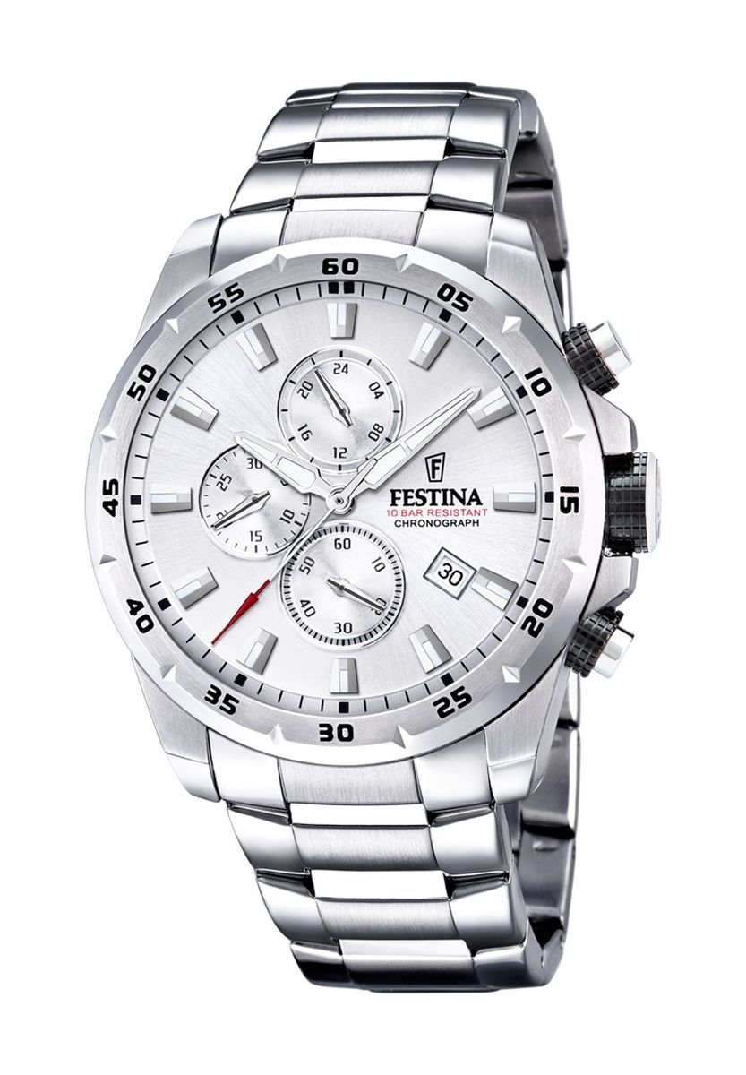 Silberne Edelstahl Chronograph Uhr