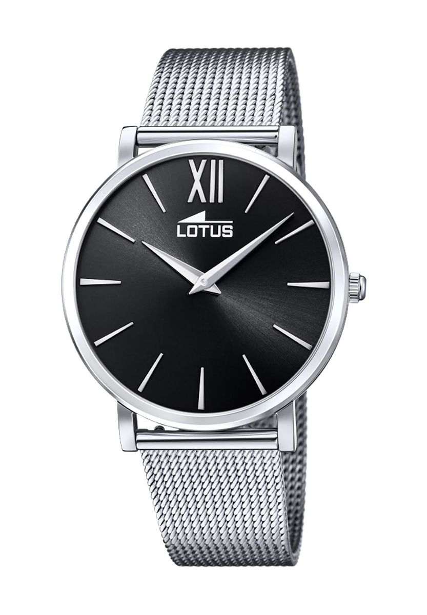 Minimalistische silberne und schwarze Mesh-Uhr