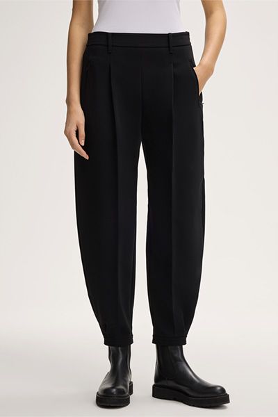 Unisex Schwarze Ballonhose mit Bundfalten und elastischem Bund