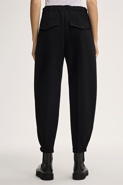 Unisex Schwarze Ballonhose mit Bundfalten und elastischem Bund