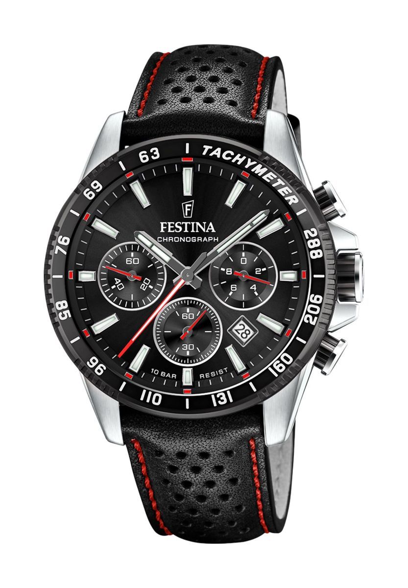 Herren-Chronograph-Uhr mit Lederarmband