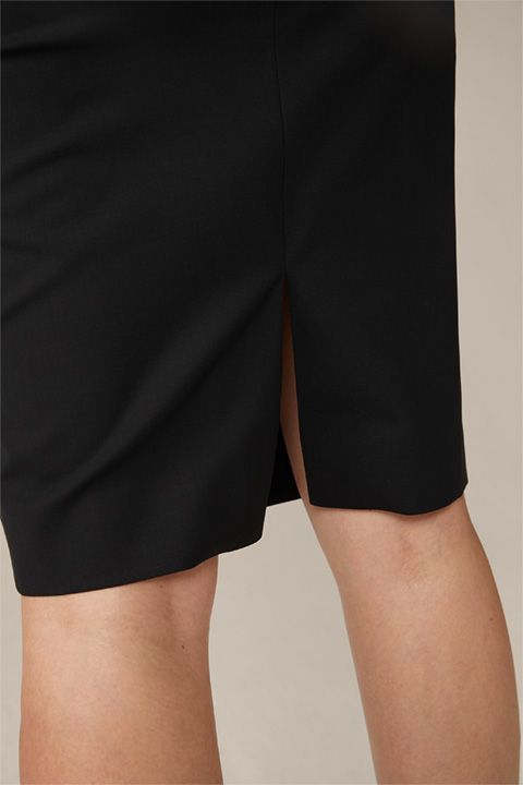 windsor Schwarzer Bleistiftrock aus Schurwoll-Stretch, Business, klassisch, figurbetont