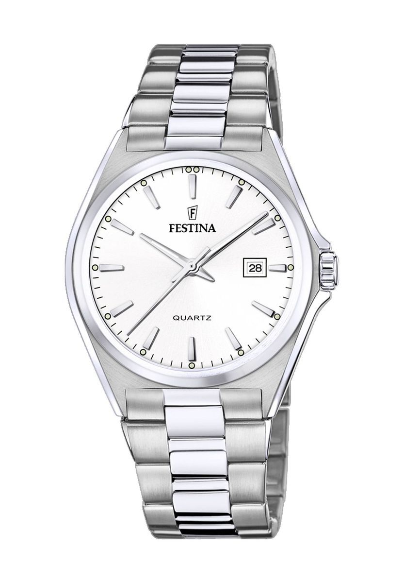 Klassische silberne Edelstahluhr