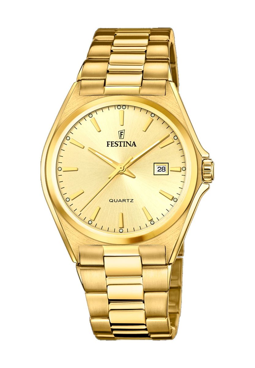 Klassische goldene Edelstahluhr