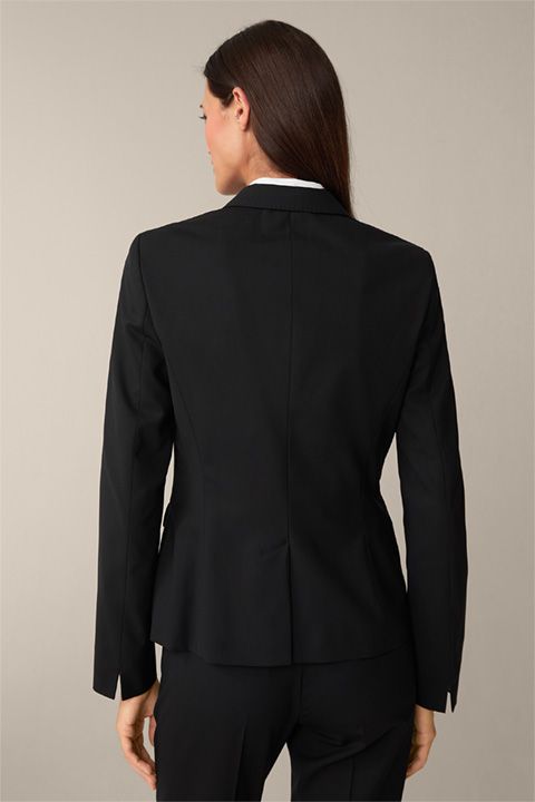 Windsor Schurwoll-Stretch Schwarzer Blazer Einreihiges Klassisches Schneiderdesign