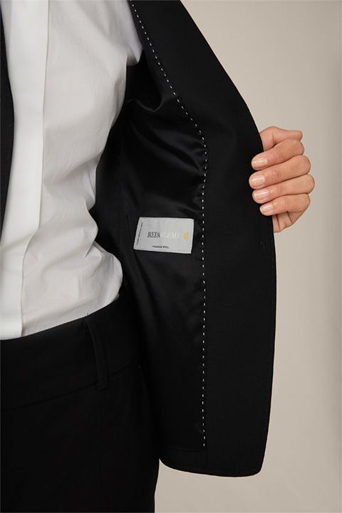 Windsor Schurwoll-Stretch Schwarzer Blazer Einreihiges Klassisches Schneiderdesign