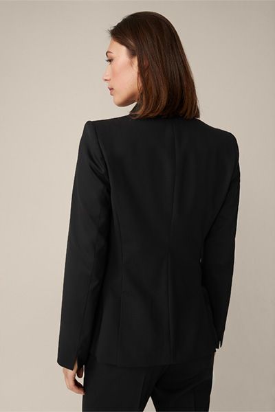 Windsor Schwarzer Woll-Stretch-Blazer Elegante Business-Einreiher-Jacke