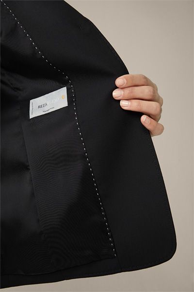 Windsor Schwarzer Woll-Stretch-Blazer Elegante Business-Einreiher-Jacke